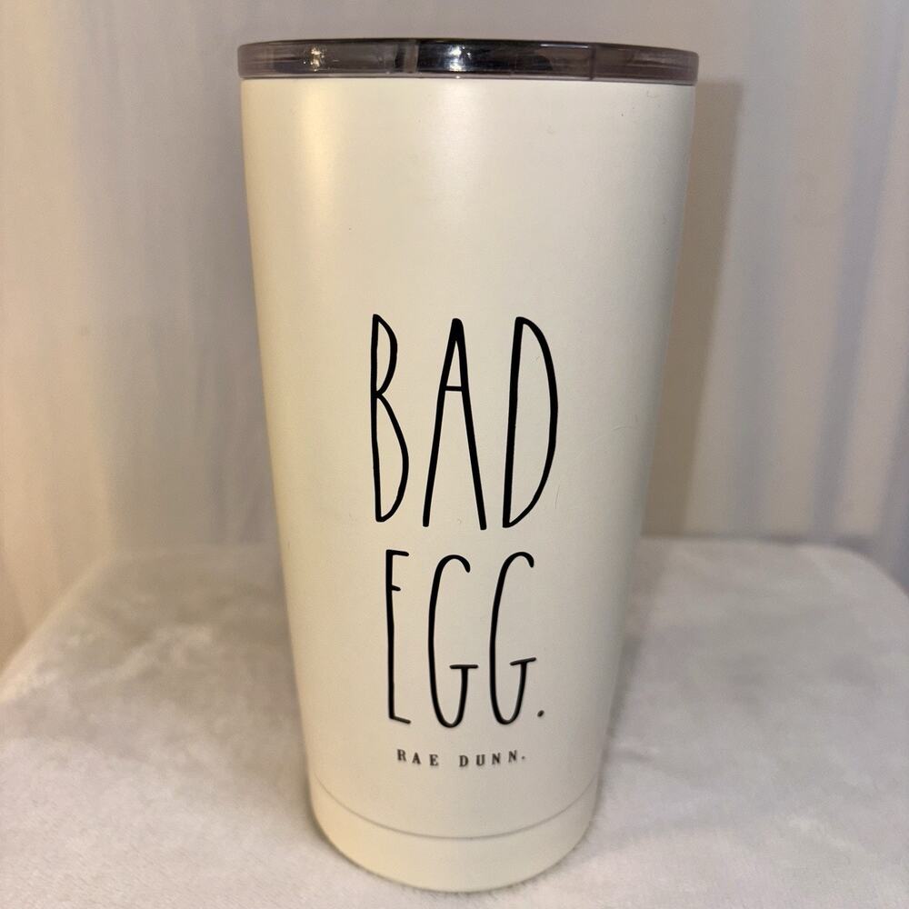 Rae Dunn BAD EGG - GOOD EGG Insulated 17 oz Travel Mug Tumbler EUC